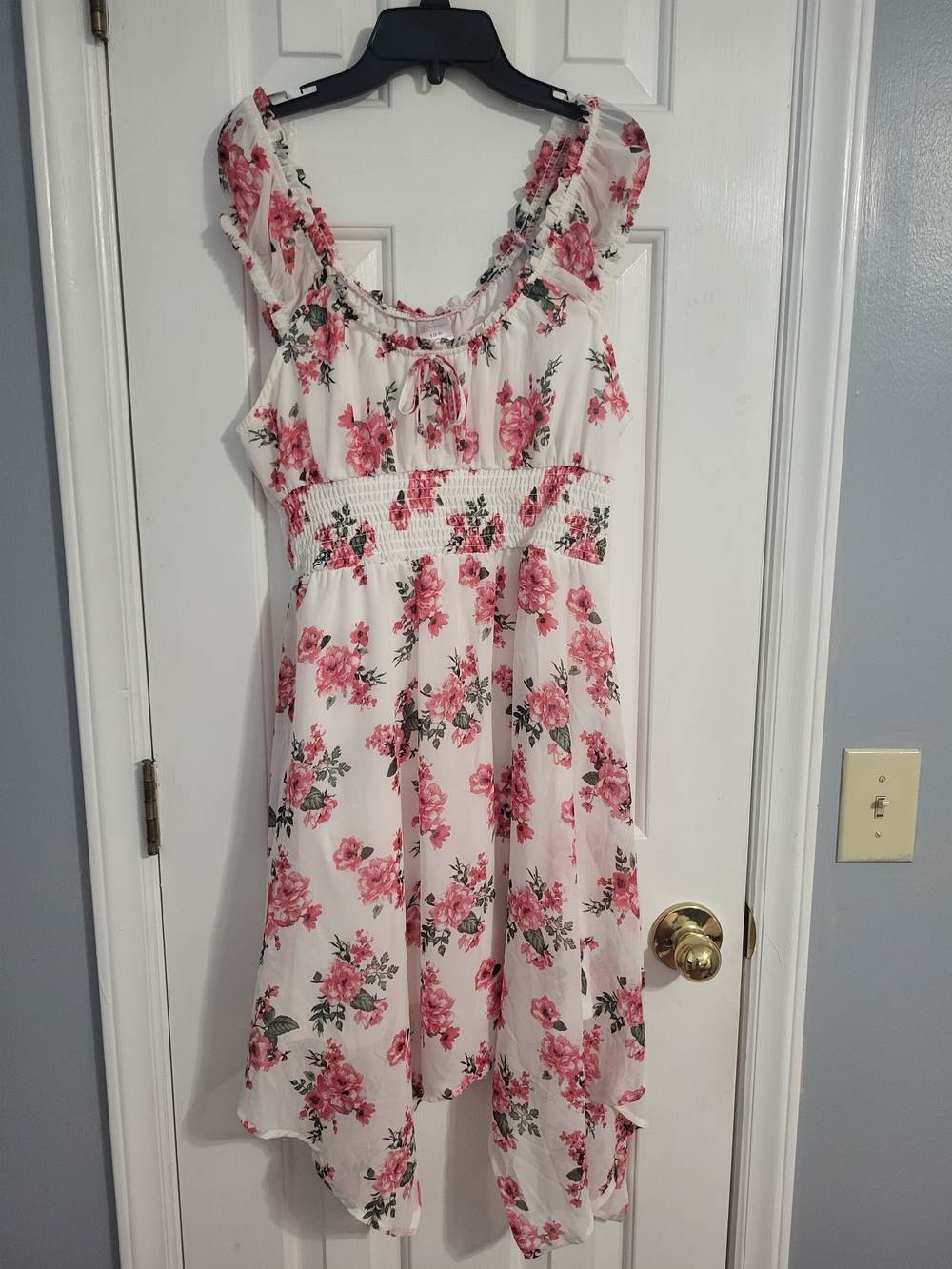 No Boundaries White Floral Dress with Pink Rose Print